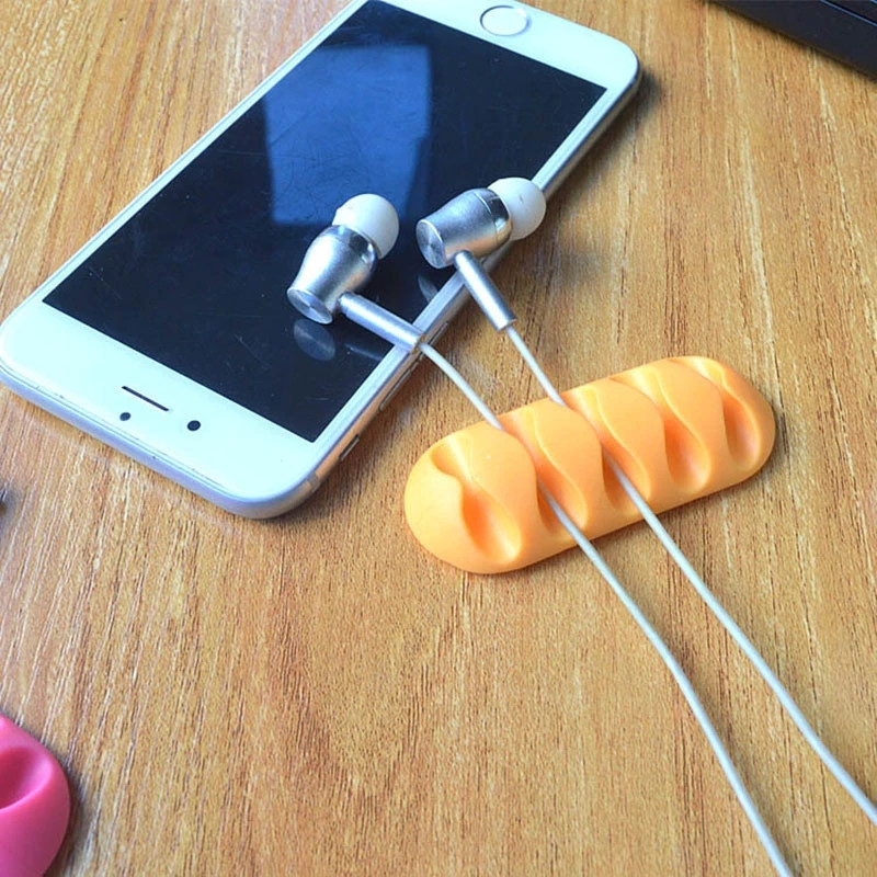 1db szilikon USB kábelrendező Kábeltekercselő asztali Tidy Management Clips Kábeltartó egér fejhallgató vezetékes rendezőhöz