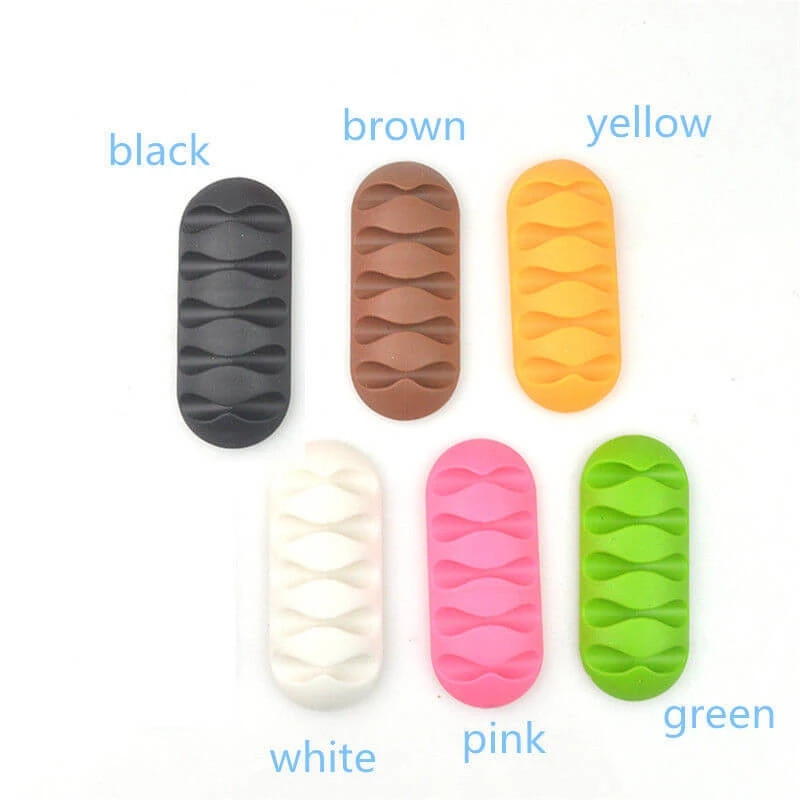 1db szilikon USB kábelrendező Kábeltekercselő asztali Tidy Management Clips Kábeltartó egér fejhallgató vezetékes rendezőhöz