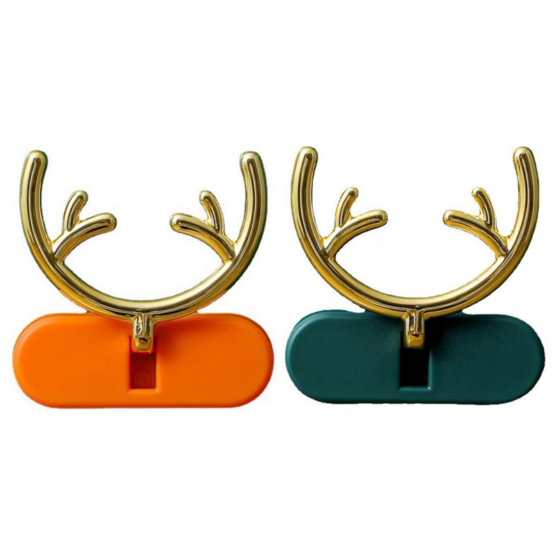 2db dugós horog ütésmentes, összehajtható kreatív agancs dizájn tápkábel fali akasztó kampós kábelrendező 2021