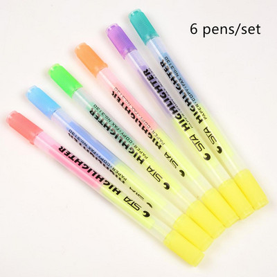 6 komada japanske olovke za označavanje u boji slatkiša s dvostrukim vrhom Izdržljivi marker za pisanje Dječji dar Uredski pribor Školski pribor H6183