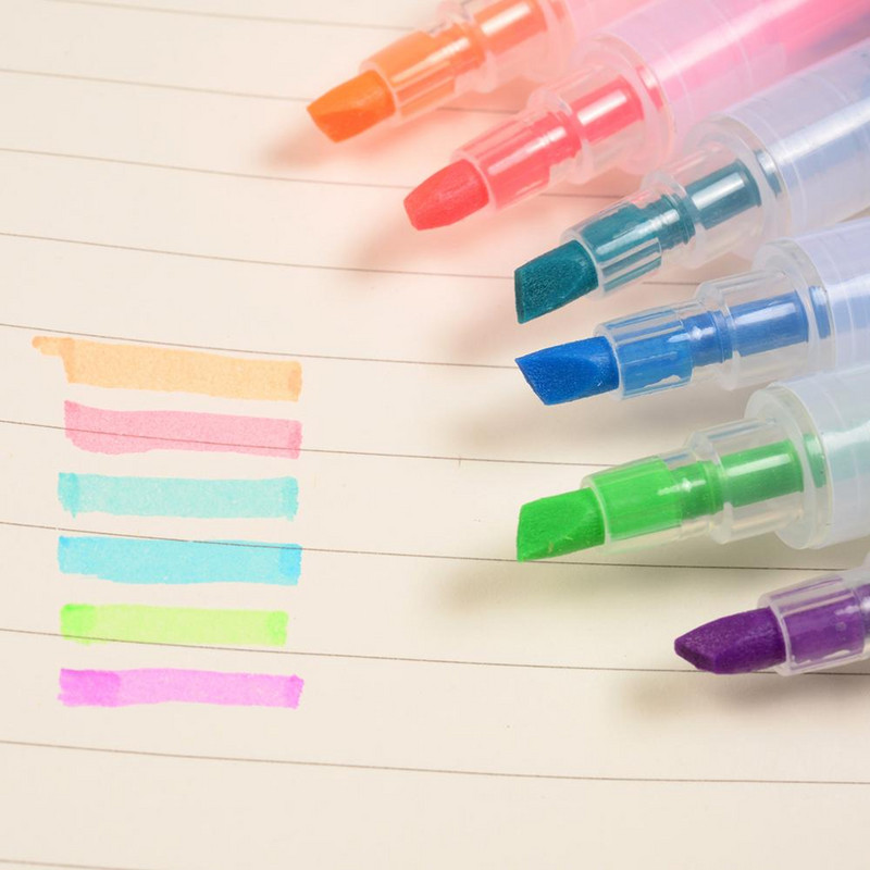 6 komada japanske olovke za označavanje u boji slatkiša s dvostrukim vrhom Izdržljivi marker za pisanje Dječji dar Uredski pribor Školski pribor H6183