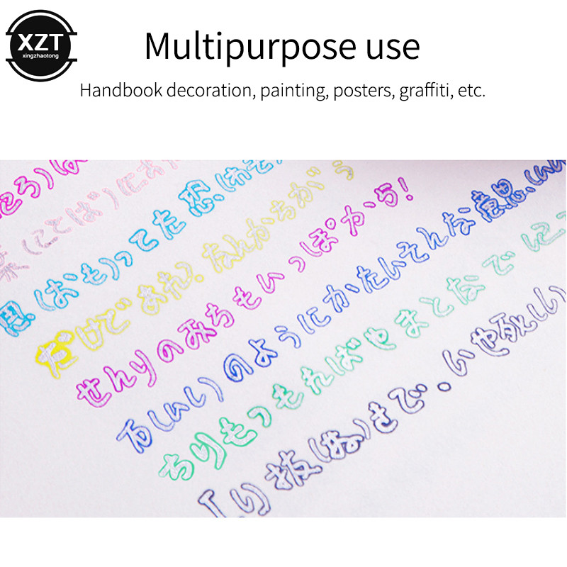 8 vnt./1 rinkinys Spalvingas dvigubų linijų rašiklis, fluorescencinis žymeklis, saldainių spalvos, daugiaspalvis studento rankinis rašiklis, skirtas mokyklos plakatui