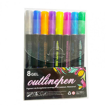 1 комплект полезен маркер Химикалка с постоянно мастило Писалка за хайлайтър без мирис Разноцветен маркер с двойна линия Направи си сам