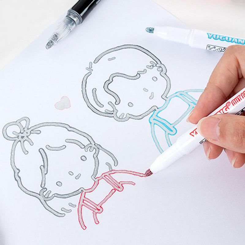 1 Σετ Χρήσιμο Μαρκαδόρο Μαρκαδόρο Μαρκαδόρο σταθερής μελάνης Μαρκαδόρο χωρίς οσμή Ποικιλόχρωμο στυλό διπλής γραμμής επισήμανσης DIY