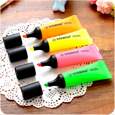 4 komada Stabilo Mini Highlighter pasta za zube Marker olovka Fluorescentna glatka naglašavajući nagnuti pribor Uredski školski pribor H6826