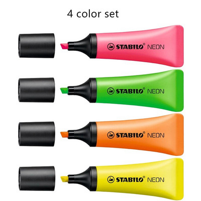 4 komada Stabilo Mini Highlighter pasta za zube Marker olovka Fluorescentna glatka naglašavajući nagnuti pribor Uredski školski pribor H6826