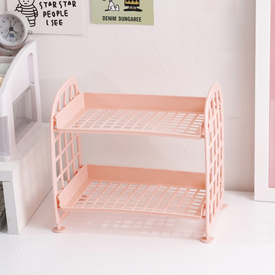 Kawaii Solid divslāņu rakstāmgalda organizators galddatora glabāšanas plaukts studentu kopmītnes saliekamais dobais plaukts ādas kopšanas plaukts