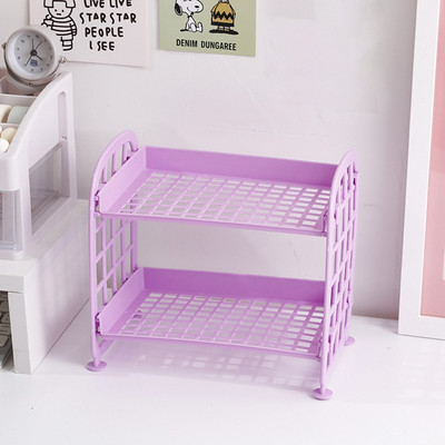 Kawaii Solid divslāņu rakstāmgalda organizators galddatora glabāšanas plaukts studentu kopmītnes saliekamais dobais plaukts ādas kopšanas plaukts