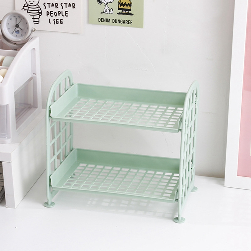 Kawaii Solid divslāņu rakstāmgalda organizators galddatora glabāšanas plaukts studentu kopmītnes saliekamais dobais plaukts ādas kopšanas plaukts