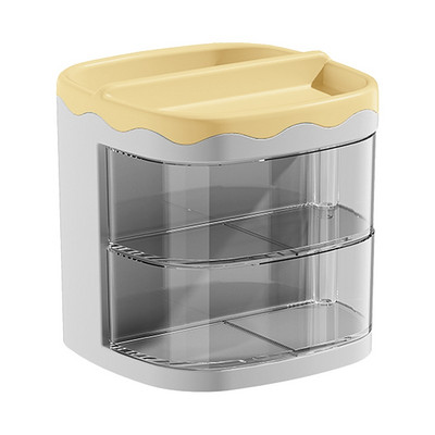 Praktisks daudzfunkcionāls rakstāmgalda organizators pildspalvu turētājs Divslāņu rotējošie zīmuļi studentu kosmētikas uzglabāšanas plaukts