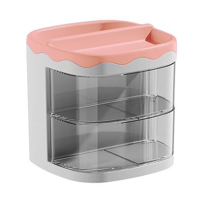 Praktisks daudzfunkcionāls rakstāmgalda organizators pildspalvu turētājs Divslāņu rotējošie zīmuļi studentu kosmētikas uzglabāšanas plaukts