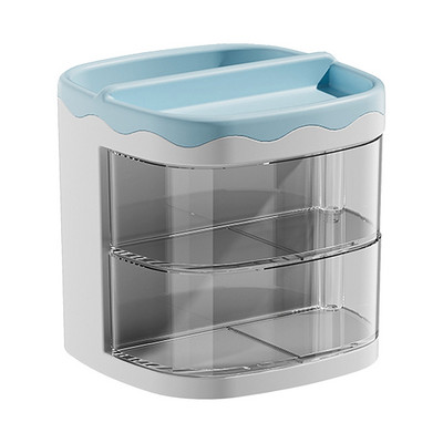 Praktisks daudzfunkcionāls rakstāmgalda organizators pildspalvu turētājs Divslāņu rotējošie zīmuļi studentu kosmētikas uzglabāšanas plaukts