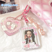 MINKYS New Arrival Love Heart Kawaii 1 inčni akrilni držač za foto kartice Držač za kartice za fotografije Torba Privjesak Školski pribor
