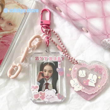 MINKYS New Arrival Love Heart Kawaii 1 инч акрилен държач за фотокартичка държач за картичка чанта за снимки висулка Ученически канцеларски материали