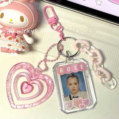 MINKYS New Arrival Love Heart Kawaii 1 inčni akrilni držač za foto kartice Držač za kartice za fotografije Torba Privjesak Školski pribor