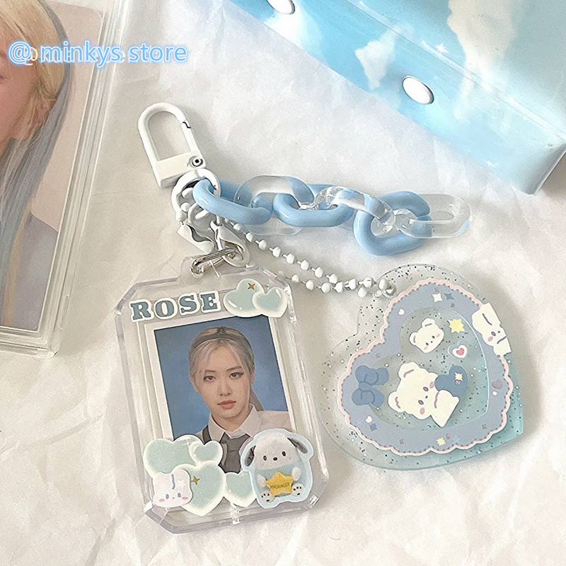 MINKYS New Arrival Love Heart Kawaii 1 inčni akrilni držač za foto kartice Držač za kartice za fotografije Torba Privjesak Školski pribor