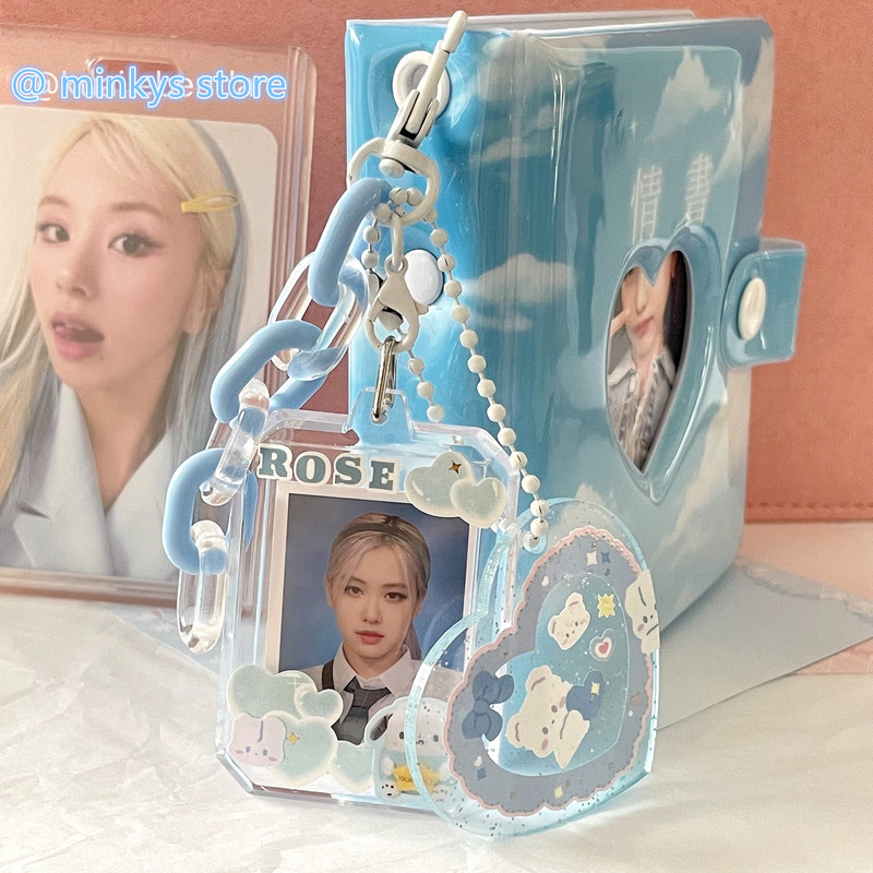 MINKYS New Arrival Love Heart Kawaii 1 inčni akrilni držač za foto kartice Držač za kartice za fotografije Torba Privjesak Školski pribor