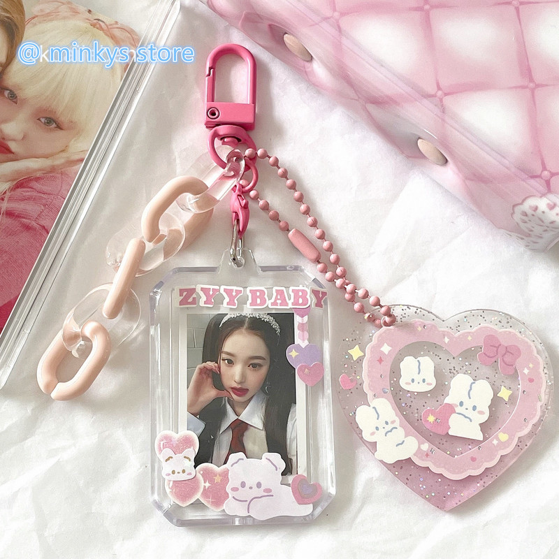 MINKYS New Arrival Love Heart Kawaii 1 inčni akrilni držač za foto kartice Držač za kartice za fotografije Torba Privjesak Školski pribor