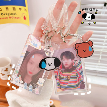 Kpop 3-инчов акрилен прозрачен държач за фотокарти Корейски идол Картичка за снимки Сладка анимационна чанта Висулка Ученически канцеларски материали