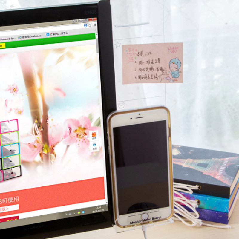 Creative akrilo monitoriaus pranešimų lenta lipniam lapeliui skaidrios vardo kortelės telefono laikiklis stalinis plastikinis laikiklis raštinės reikmenys