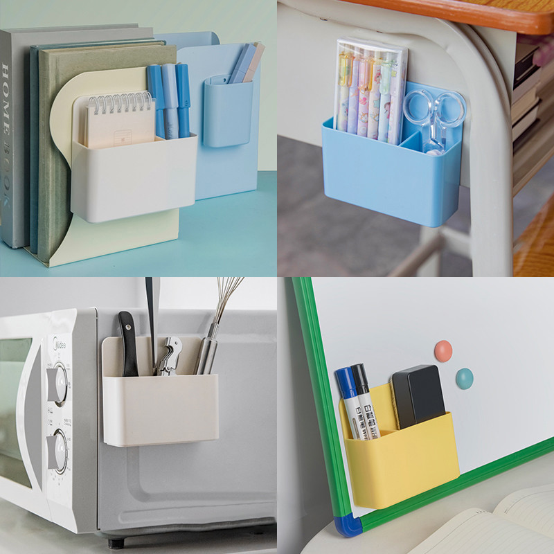 Цветен настолен държач за писалка Магнитна бяла дъска Писалка за маркиране Кутия за съхранение Офис Училищна пластмасова кутия Настолна писалка Молив Органайзер Химикалка