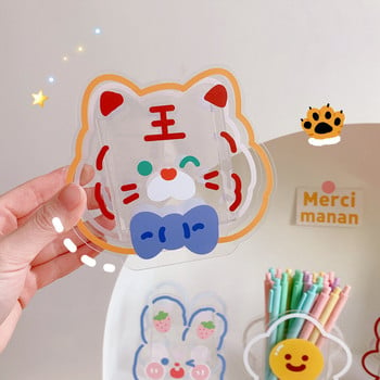 Kawaii Cartoon Ακρυλική θήκη για μαρκαδόρο Desktop Organizer INS Διαφανές Bunny Bear Tiger Γραφείο Χαρτικά Καλλυντικά Κουτί αποθήκευσης