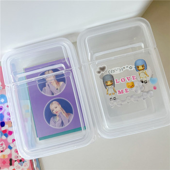 3-инчова кутия за съхранение на фотокарти Прозрачни стикери Korea Idol Card Holder Desk Storage Organizer Classification Box Канцеларски материали