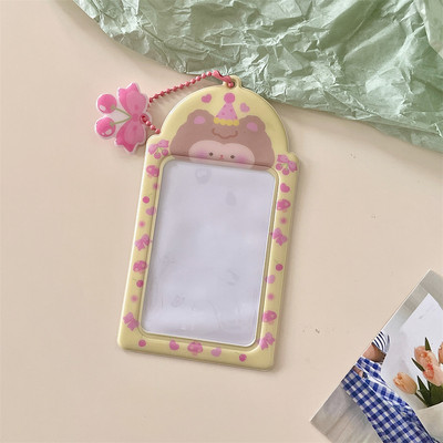 3-inčni slatki medvjed mačka držač fotokartica s lančićem Vodootporni zaštitnik Kpop Idol narukvice za foto kartice Privjesak za ključeve Privjesak