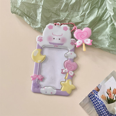 3-inčni slatki medvjed mačka držač fotokartica s lančićem Vodootporni zaštitnik Kpop Idol narukvice za foto kartice Privjesak za ključeve Privjesak