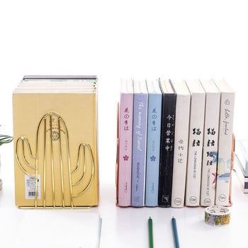 2 ΤΕΜ/Ζεύγος Creative Cactus Shaped Metal Bookends Stand Desk Organizer Ράφι αποθήκευσης