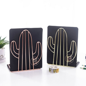 2 ΤΕΜ/Ζεύγος Creative Cactus Shaped Metal Bookends Stand Desk Organizer Ράφι αποθήκευσης