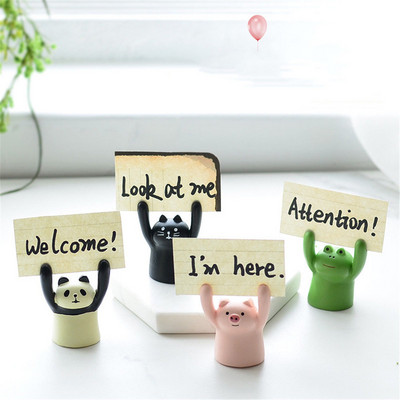 Drăguț porc de desene animate panda pisică în formă de broaște suport foto Suport pentru card Memo Clip Suport pentru notițe pentru mesaje birou, școală, acasă, birou, decorațiuni