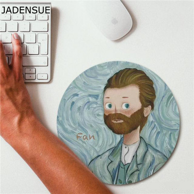 Podloga za miša Van Gogh Uljena slika, lik, slatka podloga za stol, djevojka, okruglo računalo, biser, podloga za stolno računalo, podloga za prijenosno računalo, podloga za miša 20 cm