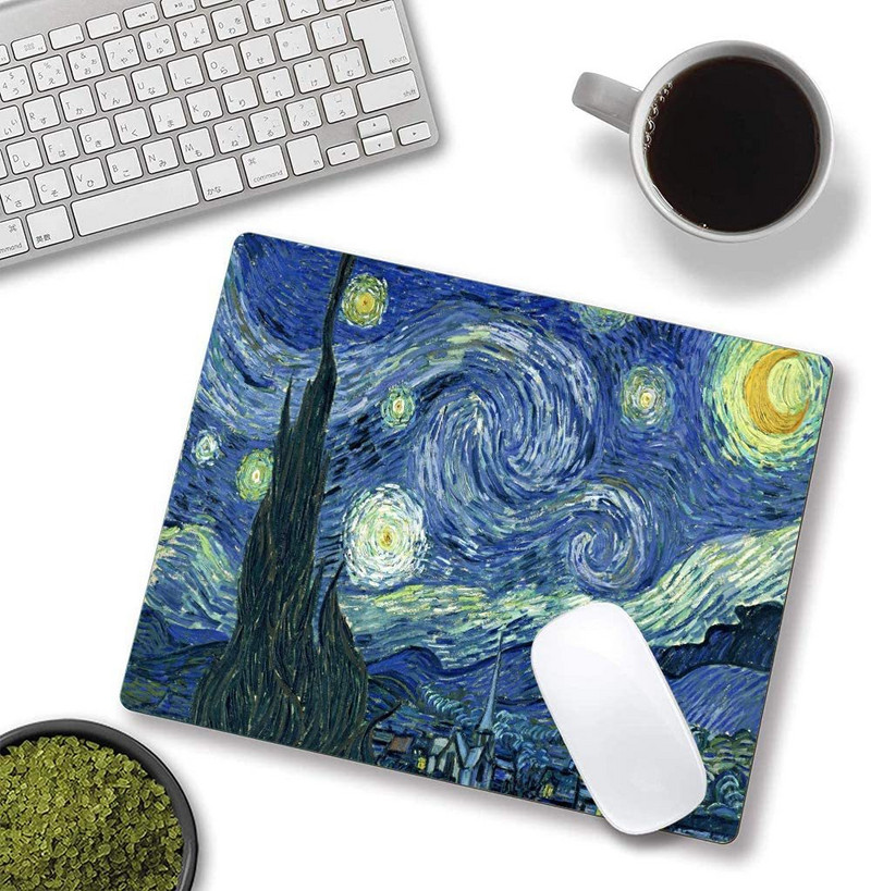 240*200 mm Van Gogh Starry Night podloga za miša, neklizajuća gumena podloga za miša, za ured, kućno računalo, prijenosno računalo, igraći stol, prostirke, podloga za stol