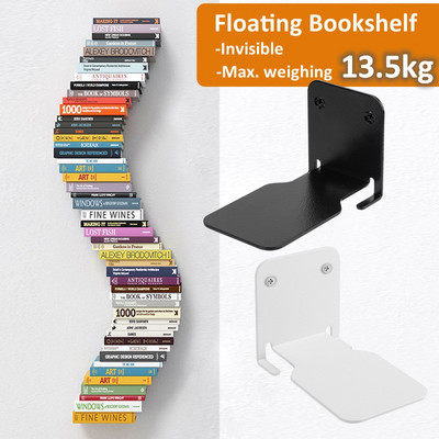 Wall Shelf Floating Bookshelf Stainless Steel Mount Holder Displayfloating Storage Rack Book Stand Album Ledge Mounted Bookshelf