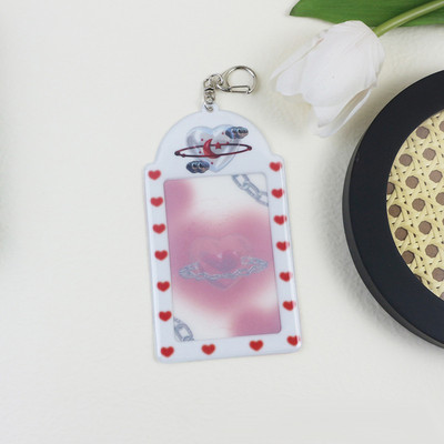 3-tolline roosa pitsist fotokaardihoidja Kpop Idol fotokaardihoidja Foto armas bussikaardi ID hoidik Idol fotokaardi ripats võtmehoidja