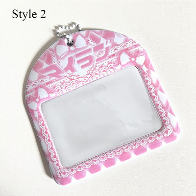 3-tolline roosa pitsist fotokaardihoidja Kpop Idol fotokaardihoidja Foto armas bussikaardi ID hoidik Idol fotokaardi ripats võtmehoidja