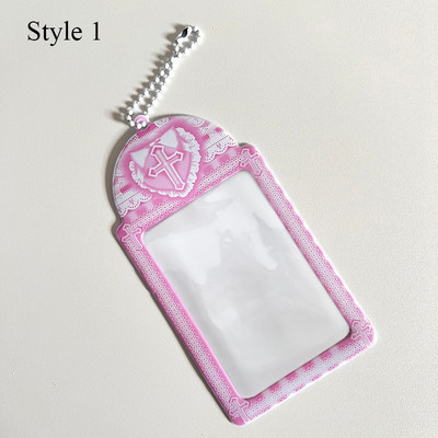 3-tolline roosa pitsist fotokaardihoidja Kpop Idol fotokaardihoidja Foto armas bussikaardi ID hoidik Idol fotokaardi ripats võtmehoidja