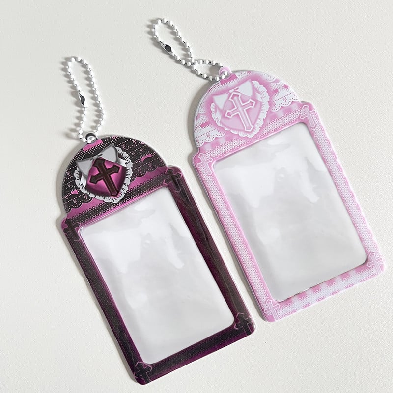 3-tolline roosa pitsist fotokaardihoidja Kpop Idol fotokaardihoidja Foto armas bussikaardi ID hoidik Idol fotokaardi ripats võtmehoidja