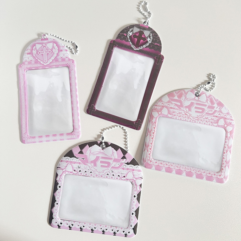 3-tolline roosa pitsist fotokaardihoidja Kpop Idol fotokaardihoidja Foto armas bussikaardi ID hoidik Idol fotokaardi ripats võtmehoidja
