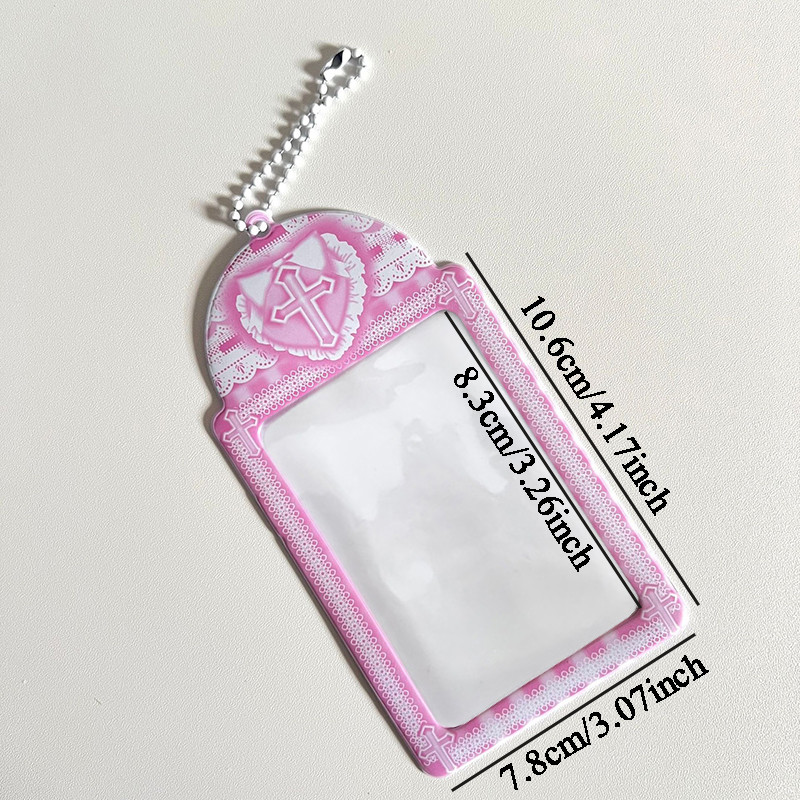 3-tolline roosa pitsist fotokaardihoidja Kpop Idol fotokaardihoidja Foto armas bussikaardi ID hoidik Idol fotokaardi ripats võtmehoidja