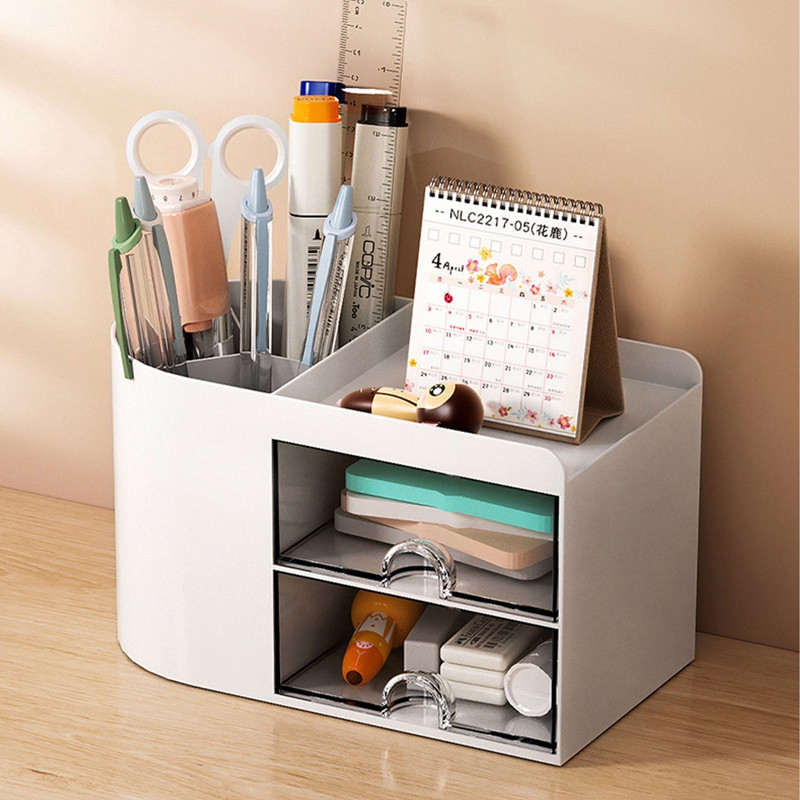 Vienkārša radoša caurspīdīga atvilktnes uzglabāšanas kaste bērniem, meitenēm, studentiem, biroja galda dekorācijas pildspalvas turētājs, liela ietilpība
