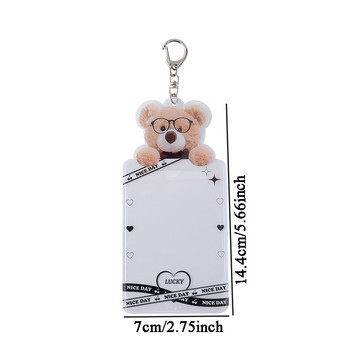 Teddy Bear Kpop Idol Θήκη φωτογραφικής κάρτας PVC Γυναικεία κορίτσια Τράπεζα ταυτότητας Μπρελόκ φωτογραφική θήκη Μανίκι Κάλυμμα Σχολική γραφική ύλη