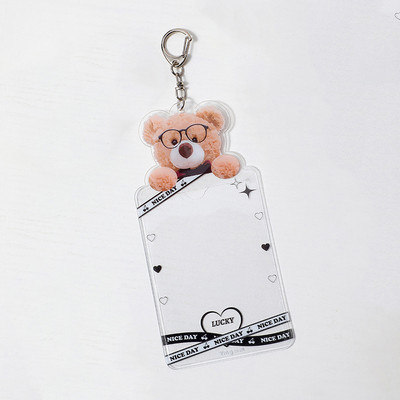 Teddy Bear Kpop Idol Držač za fotokarticu PVC Žene Djevojke Držač bankovne osobne kartice Držač za ključeve Privjesak za fotografije Navlaka za školske papire