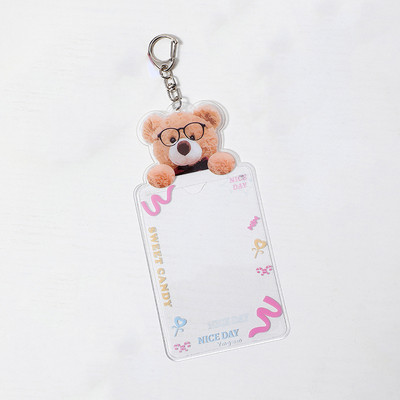 Teddy Bear Kpop Idol Držač za fotokarticu PVC Žene Djevojke Držač bankovne osobne kartice Držač za ključeve Privjesak za fotografije Navlaka za školske papire