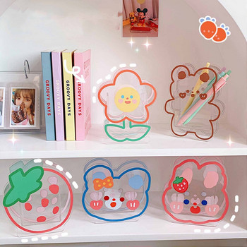 Διαφανής ακρυλική βάση για στυλό Kawaii Organizer επιτραπέζιου υπολογιστή INS New Fashion Cute Bear Bunny Γραφείο Χαρτικά Καλλυντικά Κουτί αποθήκευσης