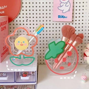 Διαφανής ακρυλική βάση για στυλό Kawaii Organizer επιτραπέζιου υπολογιστή INS New Fashion Cute Bear Bunny Γραφείο Χαρτικά Καλλυντικά Κουτί αποθήκευσης