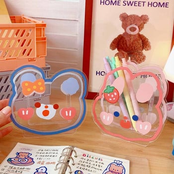 Διαφανής ακρυλική βάση για στυλό Kawaii Organizer επιτραπέζιου υπολογιστή INS New Fashion Cute Bear Bunny Γραφείο Χαρτικά Καλλυντικά Κουτί αποθήκευσης