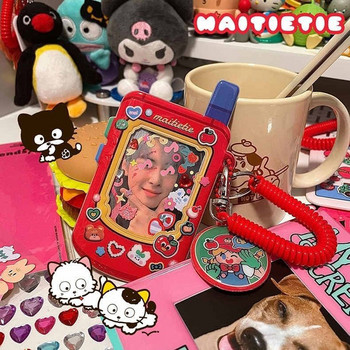Сладък ретро стил на телефон Направи си сам Калъф за държач за карти с фотокарти Мечка Корейска фоторамка Kpop Idol Star Chasing Висулка Ученически канцеларски материали