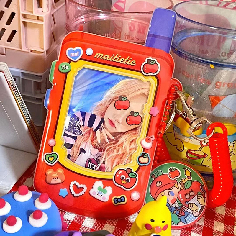 Χαριτωμένο ρετρό στυλ τηλεφώνου DIY Θήκη για θήκη για κάρτα φωτογραφιών Bear Κορέα Κορνίζα Kpop Idol Star Chasing Pendant Σχολική γραφική ύλη